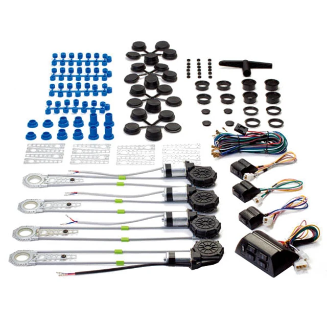 Universal 4-door car power window conversion kit with switch