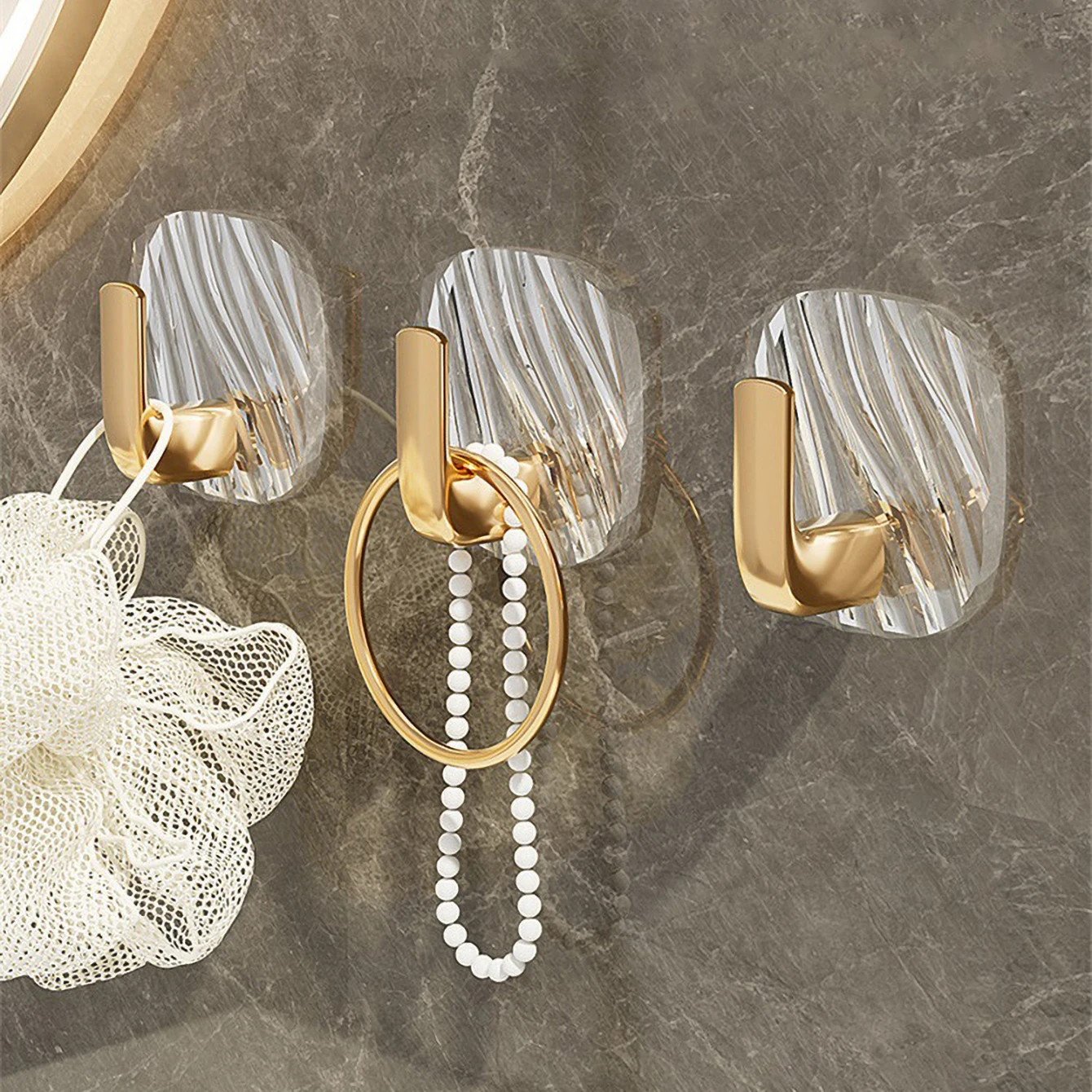 4 Square Hook Hanger Luxury Modern Wall Hanging for Bathroom Bedroom or Home Without-Marks Sticking Hook for Clothes or Door