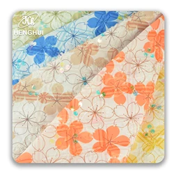 Dancewear dress garment textiles Africa 100% Polyester fabric Woven Flower Printing sequin fabric