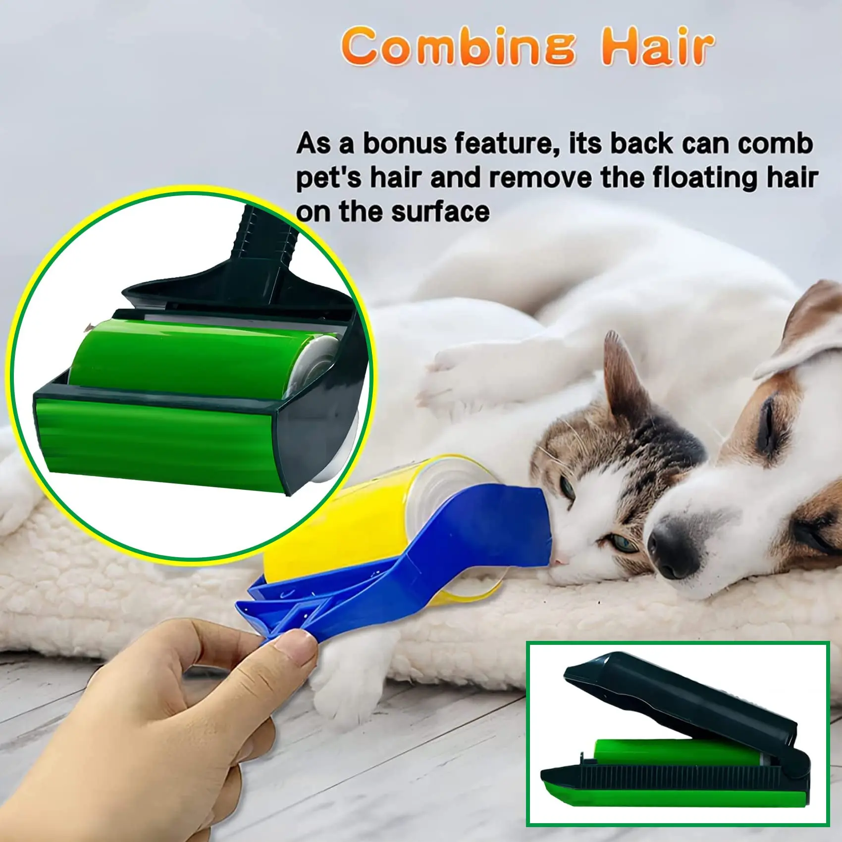 Многоразовый силиконовый ролик для удаления шерсти домашних животных 2 упаковки