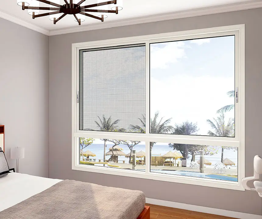 Pvc Windows Double Glaze Slide Window With Roller Shutter