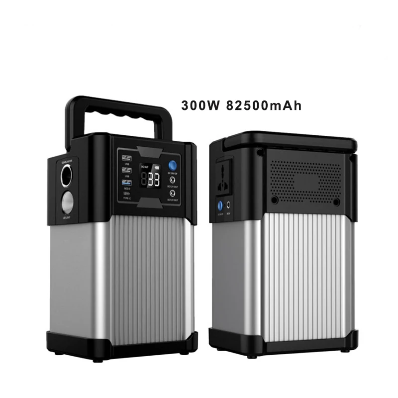 Home outdoor camping 220V110V portable power station solar panel generator 300W 82500mAh pure sine wave charging lithium battery