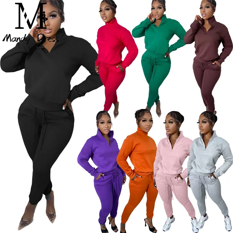 High Quality Ladies Clothing 2 PCS Sweats Loungewear Plus Size Winter Women Two Piece Pants Set