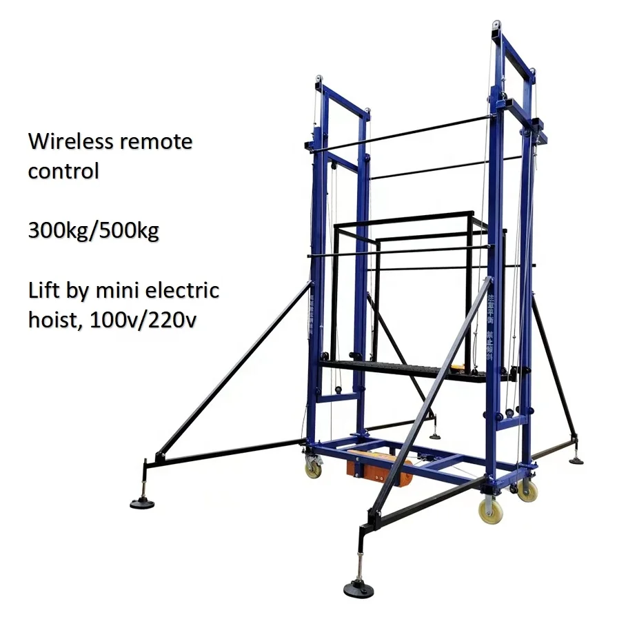 0.3 ton 0.5 ton 2-8 meters mobile telescopic frame electric lifting ladder scaffolding platform for construction