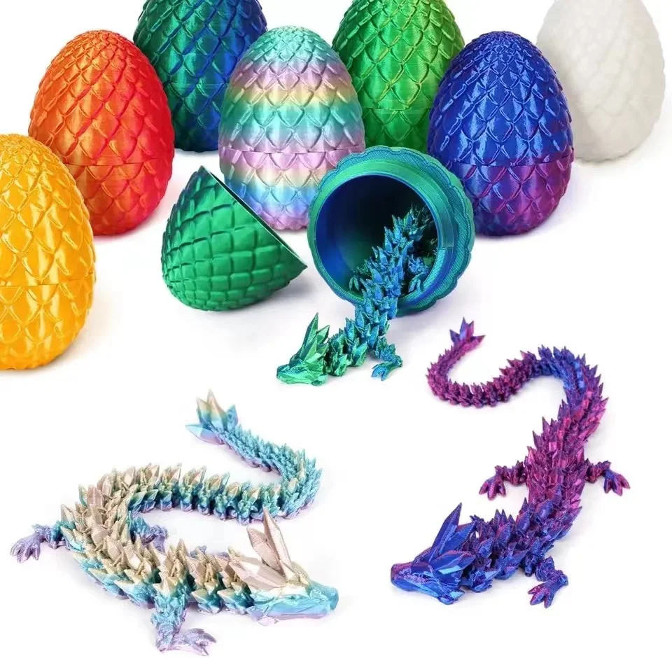 3D Printed Dragon Egg Chinese Dragon Babies Figurine Fun Home Office Decor Full Articulated Dragon Toys for Kids