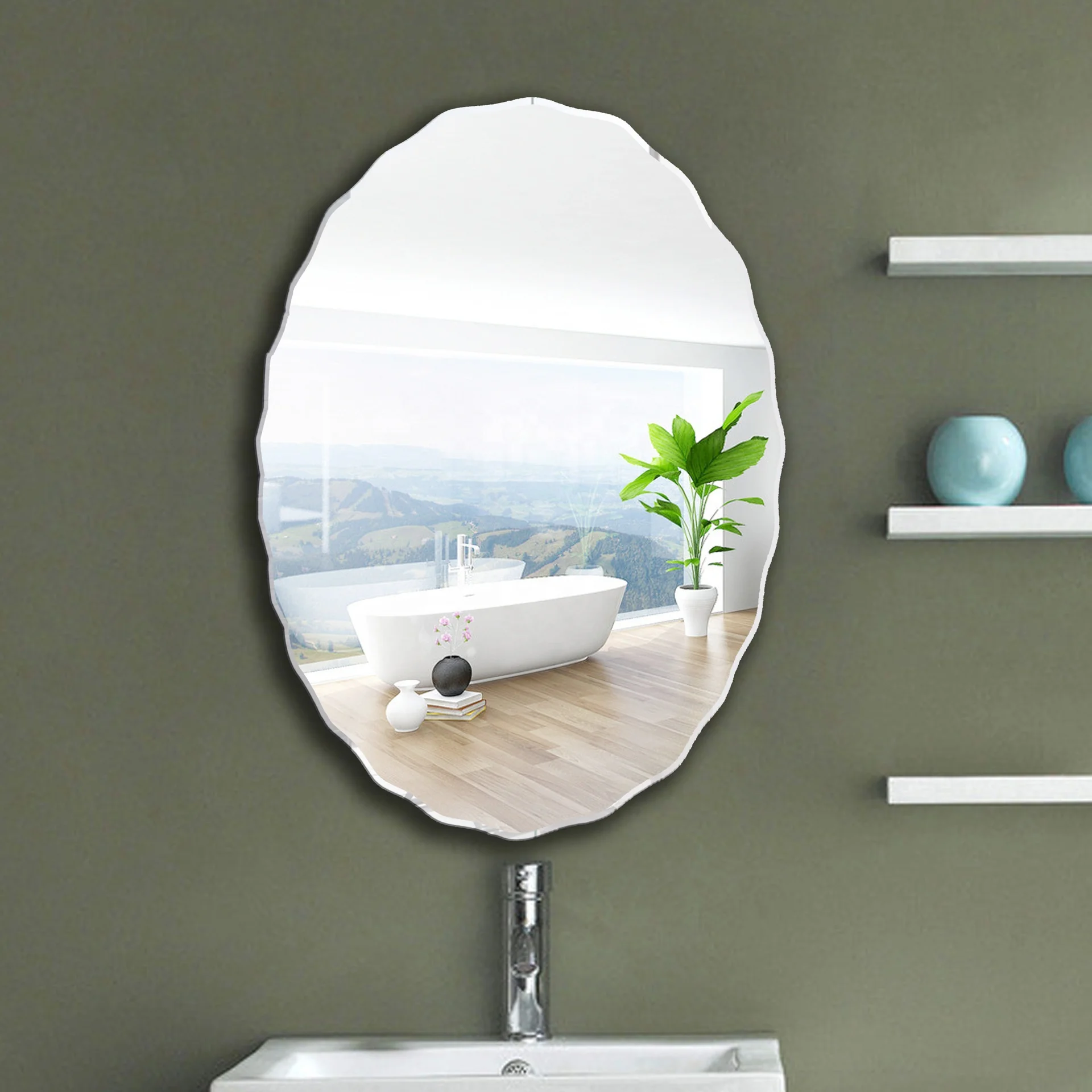 4mm Oval Shape Irregular DIY Decor Decorative Mirror Bathroom Vanity Mirror