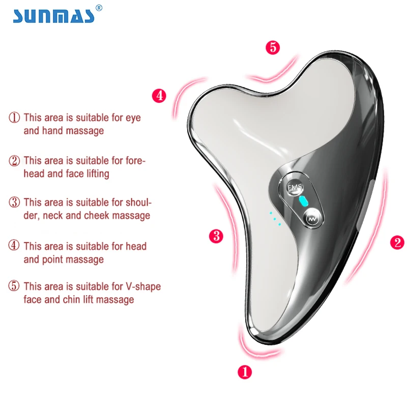 High vibration mini EMS facial massager roller guasha scraping massage tool
