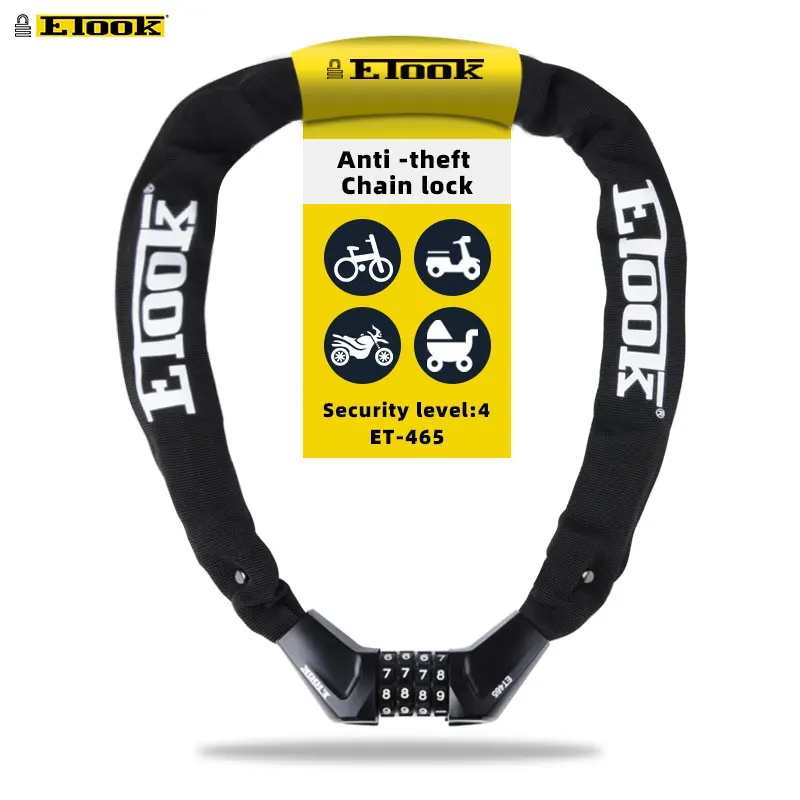 ETOOK Riding Equipment Combination Bicycle Chain Lock Motorcycle Steel Chain Lock Anti-theft Bicycle Lock