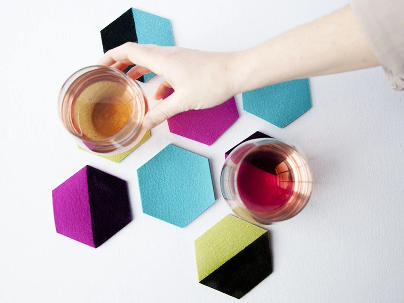 custom round tea glass laser-cut felt pattern color cork pad cup coaster