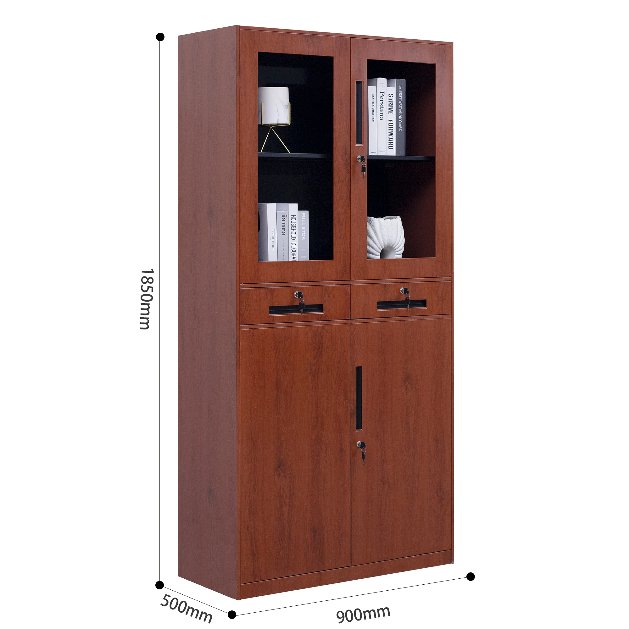 Commercial Office Furniture Steel Office 2 Swing Glass Door Metal File Filing Storage Cabinet