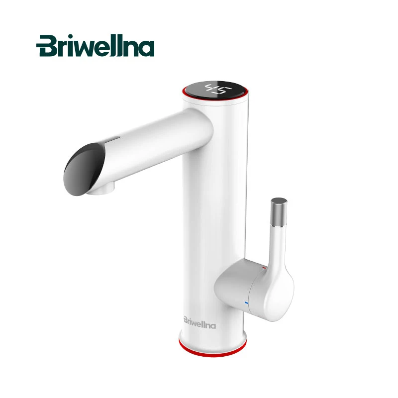 Briwellna 220V Instant Heating LED Digital Bathroom Mixer Heating Water Fountain Tap ABS Hot Water Faucet