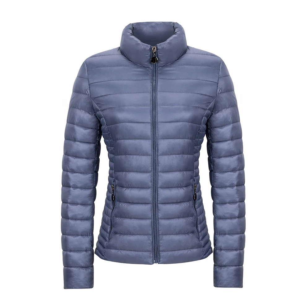 Factory custom wholesale cotton-padded Jacket  Casual winter jacket color parka for woman short Stand Collar solid Colors coat