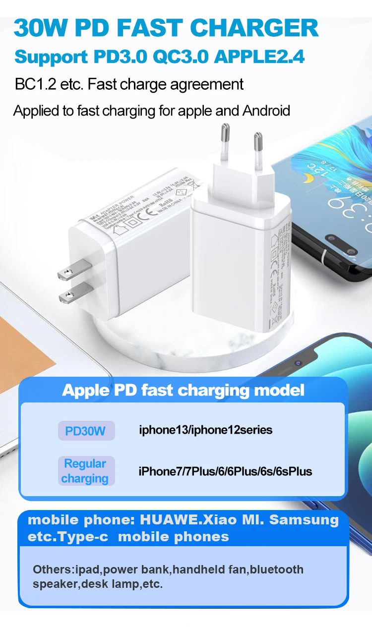 Factory Price 30w Gan Charger For Iphone Pd Charger Fast