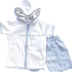 Monogram Beach Cover Up Seersucker Swimsuit Set Toddler Boys Swimming Trunks And Coverup