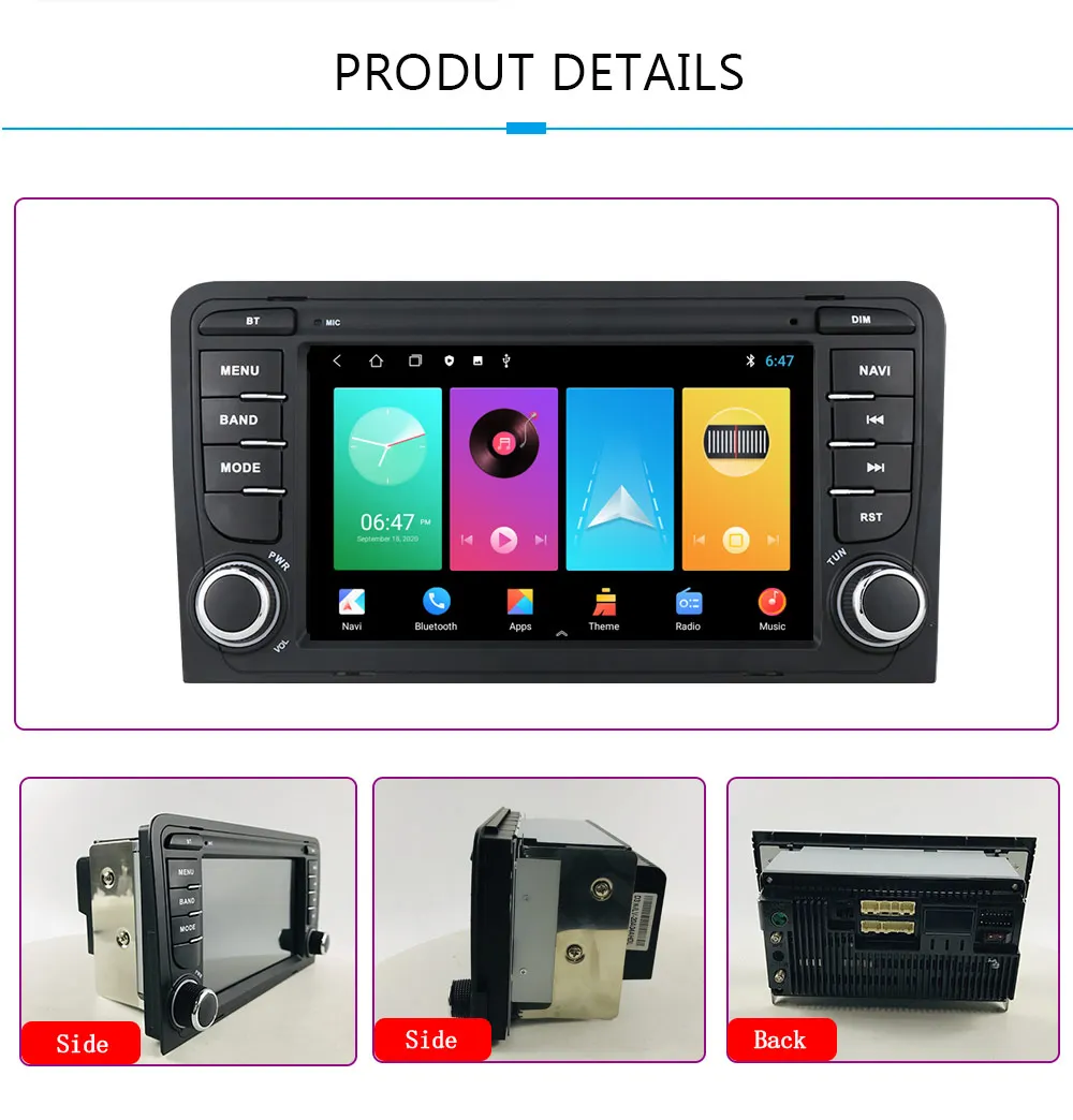 L eLv Android professional 7 inch car radio 2 DIN car DVD player gps navigation with mirror link for Audi A3