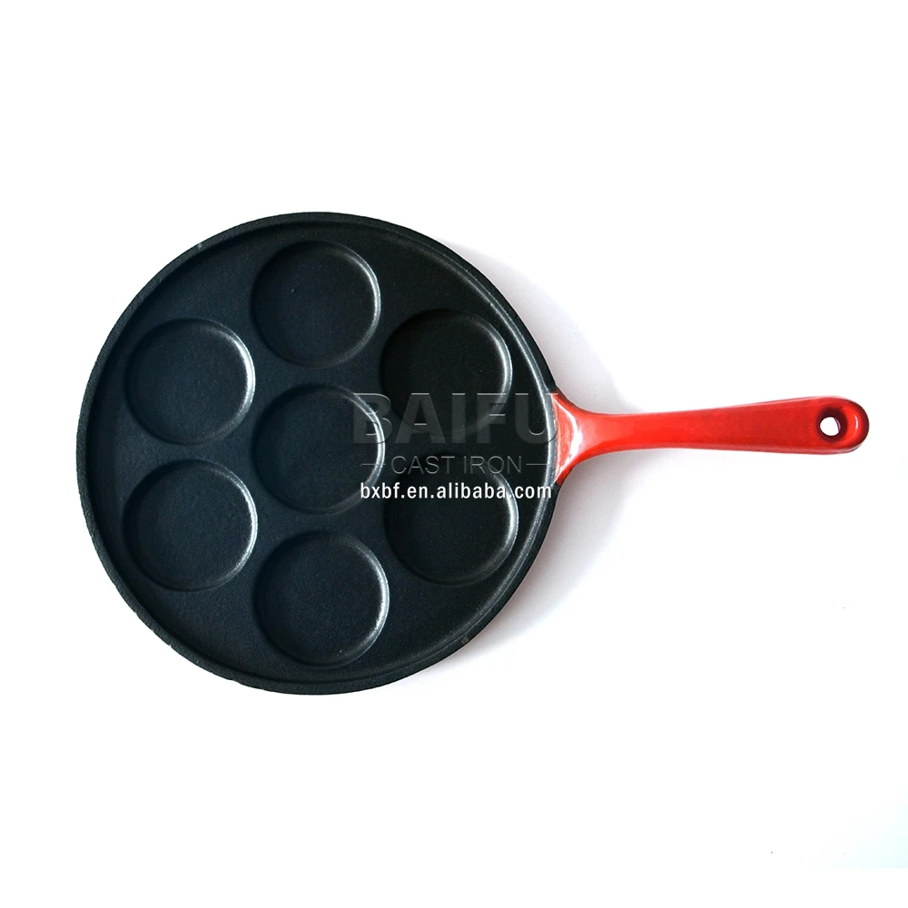 7 cakes Non stick Seasoned Enameled Cast Iron Pancake Pan Silver Dollar Pancake Griddle Cast Iron Mini Pancake Maker Crepe Pan