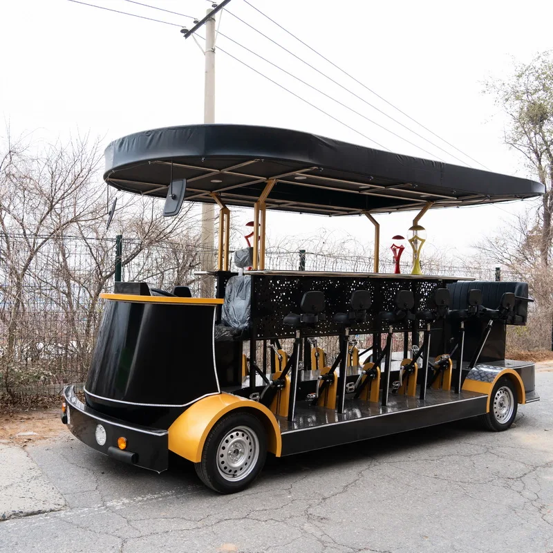 Mobile fast food vending party bike Mobile beer bike for sale Sightseeing four wheel tricycle Electric Beer beer bike