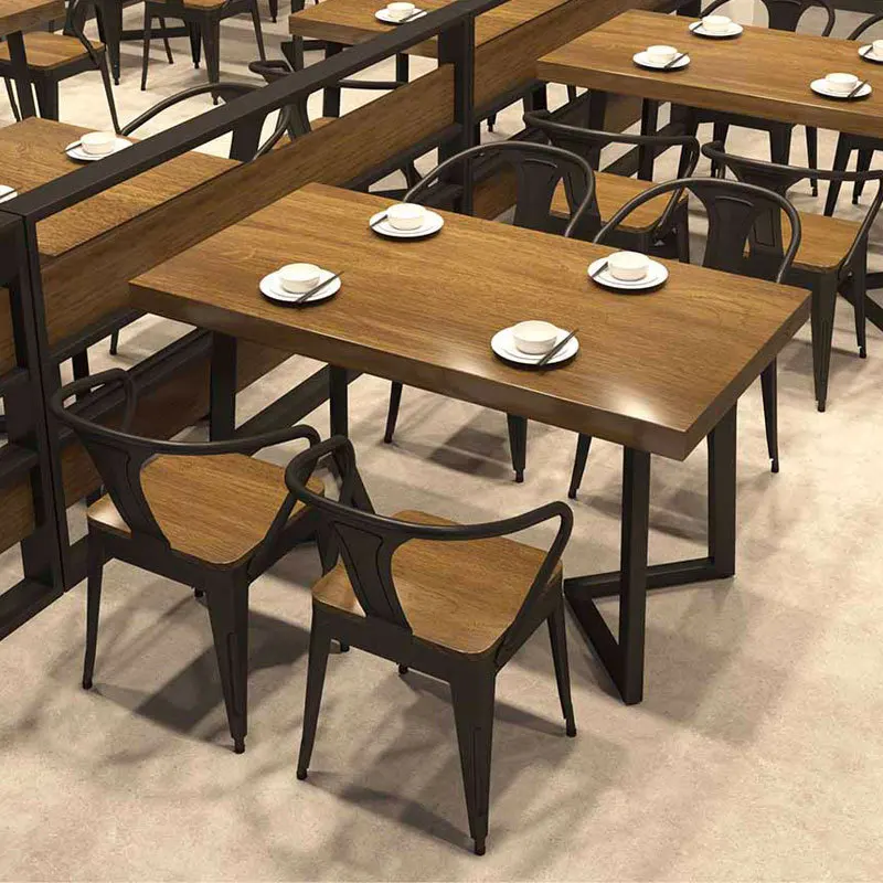 American style Solid Wood Restaurant Dining Table And Chair Set Restaurant Chairs And Tables Set Restaurant Furniture Set