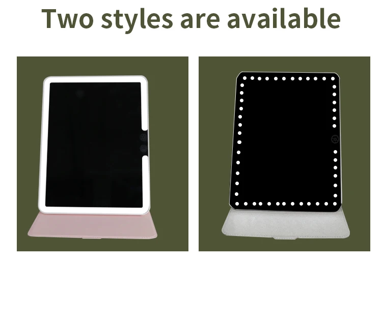 Touch Screen Three Colors Dimmable Lighted Makeup Mirror Compact Foldable Travel Mirror with PU Case