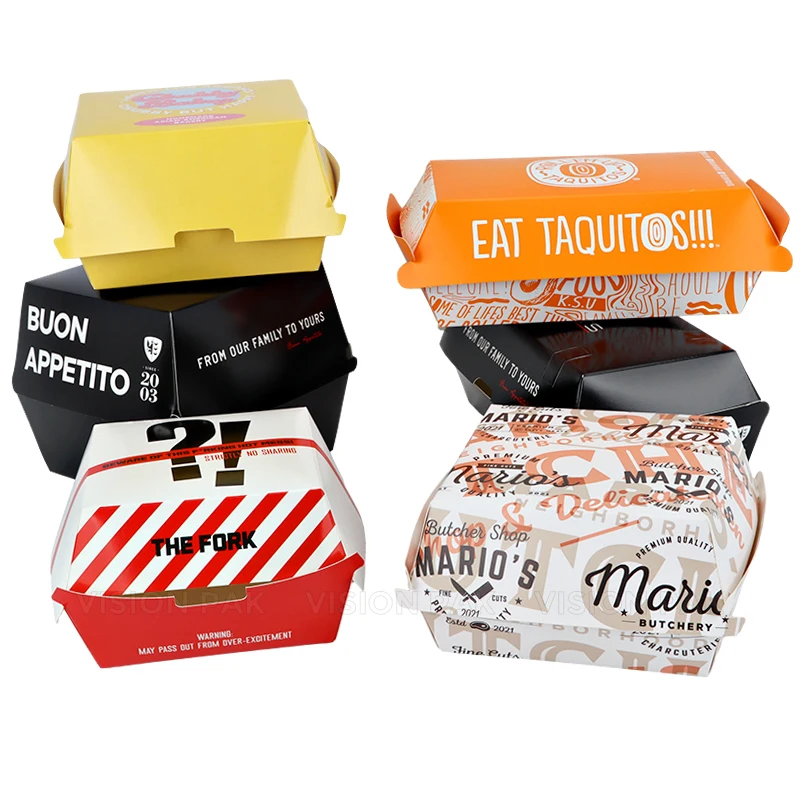 Custom Craft Paper Burger Box Good Price Slide-to-Go Paper Tray for Sushi Innovative New Design