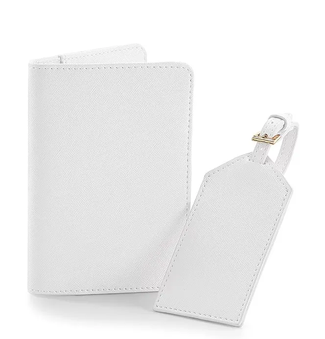 High quality leather passport cover and luggage tag travel set