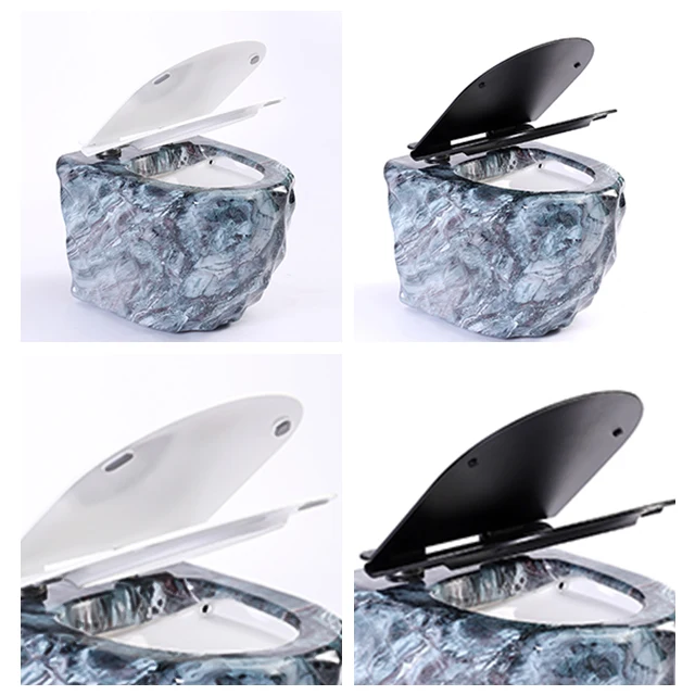 New Products Rock Grain Sky Blue Color Ceramic Closet Wall Mounted Toilet European WC Flushing System