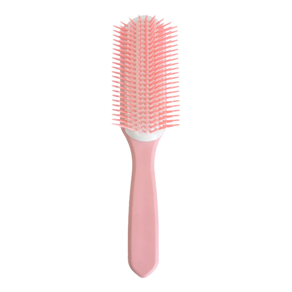 Wholesale Plastic Custom Salon Care Simple Big Strong Bristles Pink Denman Hair Brush 9 rows Ingrown Hair Brush For Girls