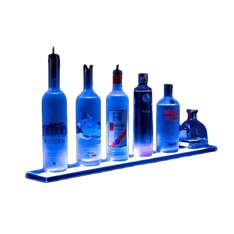 Acrylic LED Lighted Liquor Bottle Display Illuminated Stand Perfume Bottle Display Stand Shelf with Remote Control