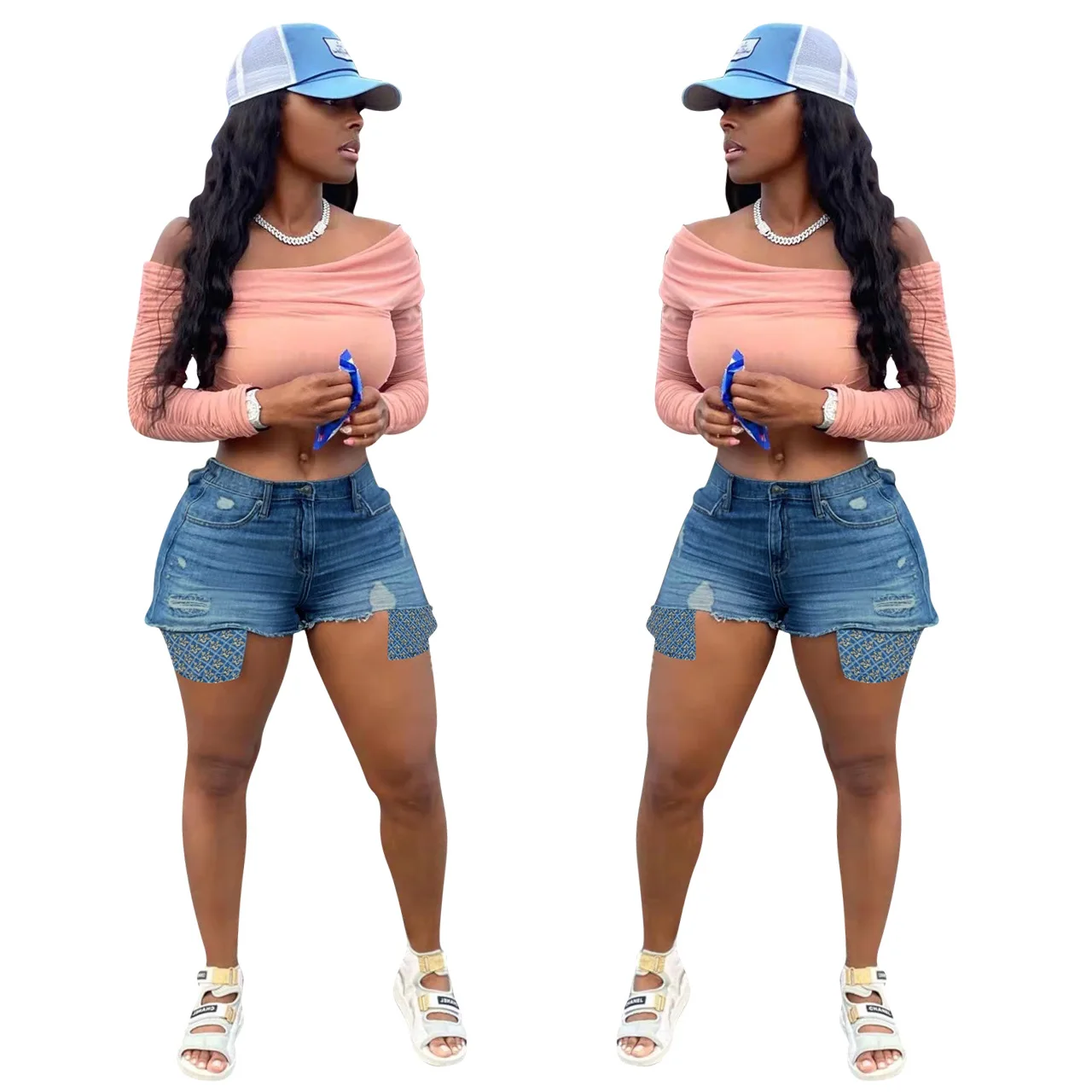 FE222 European and American spring and summer sexy fashion cowboy shorts women rhinestone clothes 2022