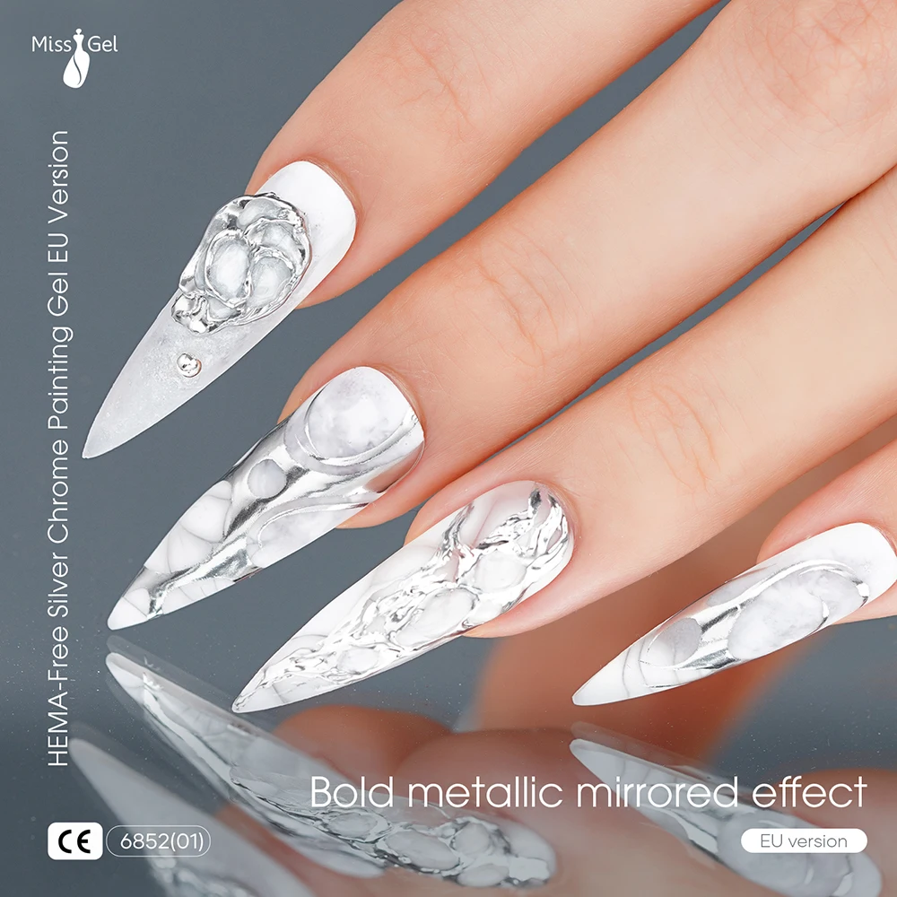 MissGel Hema Бесплатный производитель частная марка Замачивание УФ-гель для дизайна ногтей без TPO металлическая живопись серебристо-хромированный