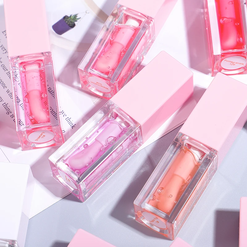 Wholesale Low MOQ high quality glossy organic fruit flavor lip oil private label clear vegan pink lip oil