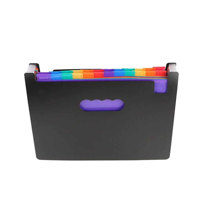 Color multi-layer classified file storage bag waterproof a4 size pp plastic file folder with index label