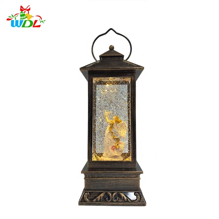 European Home Decoration Holy Religious Decorative Ornament Christmas Angel Spinning Snow Globe Lantern