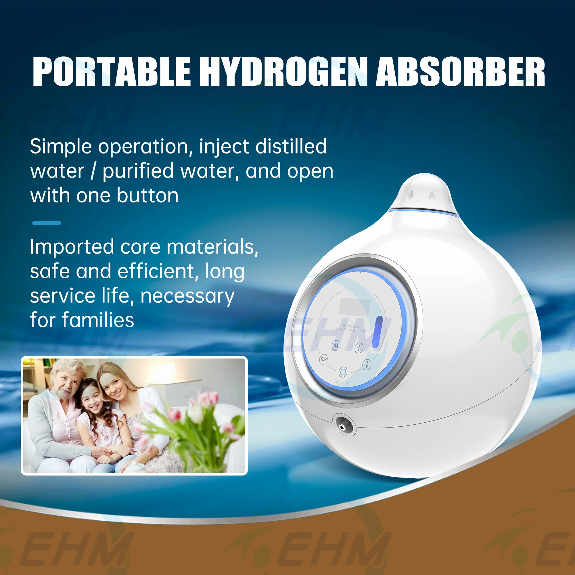 Portable 3 in 1 Hydrogen Inhalation Machine inhaler gas generator hydrogen rich water maker