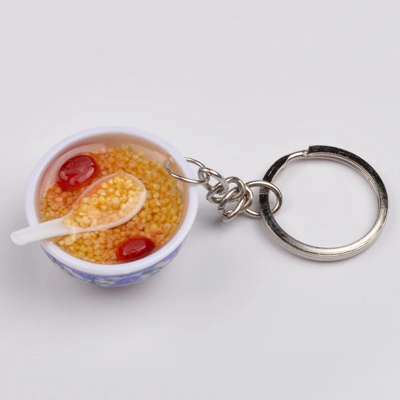 pvc Chinese style Mini miniature simulation 3cm blue and white porcelain bowl food play model Key chain