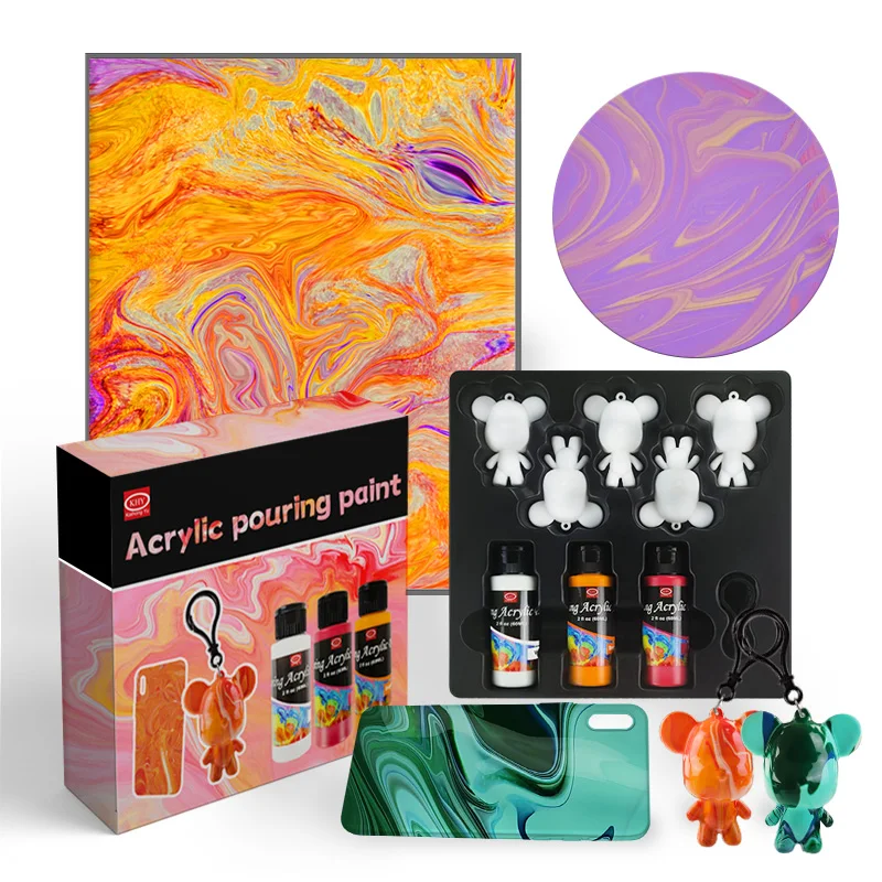 Набор цветов KHY для детских принадлежностей «сделай сам», без токсинов, акриловые, предварительно смешанные цвета, жидкость «сделай сам» для розлива акриловой краски