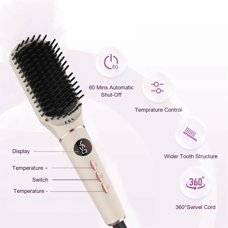 Most Popular Private Label Fast Hair Straightener Pressing 450F Hot Comb custom hot hair straightener comb for women