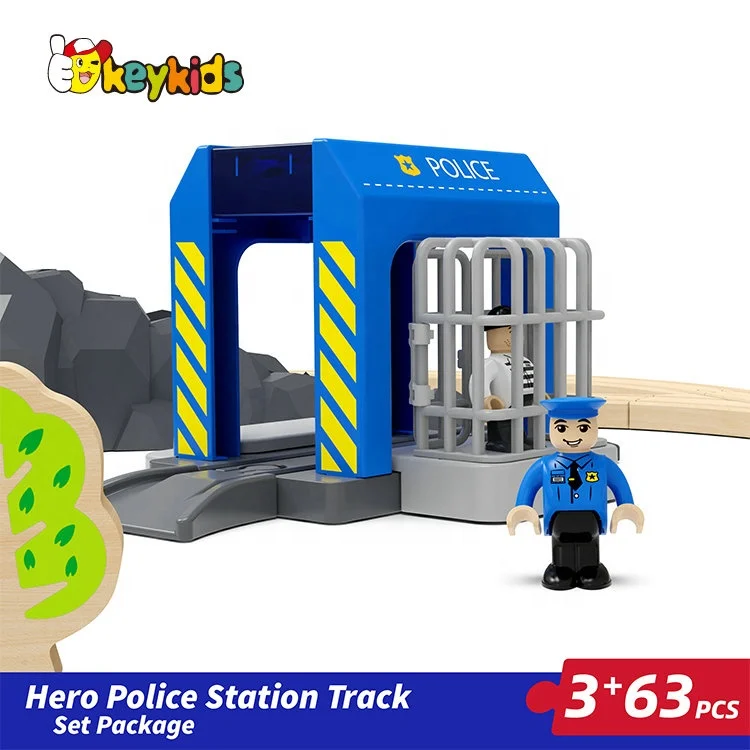 63 PCS assembly slot wooden toy railway set for kids W04C247