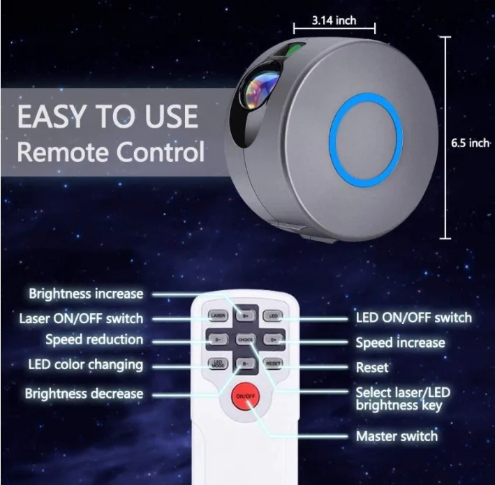 Светодиодный Звездный проектор Звездное небо Ночной свет RGB лазерный светодиодный окружающий