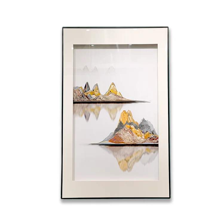 Modern Minimalist Line Canvas paintings  Lighthouse Poster Print landscape Wall Print Painting Wall Art Blue Yellow mountain