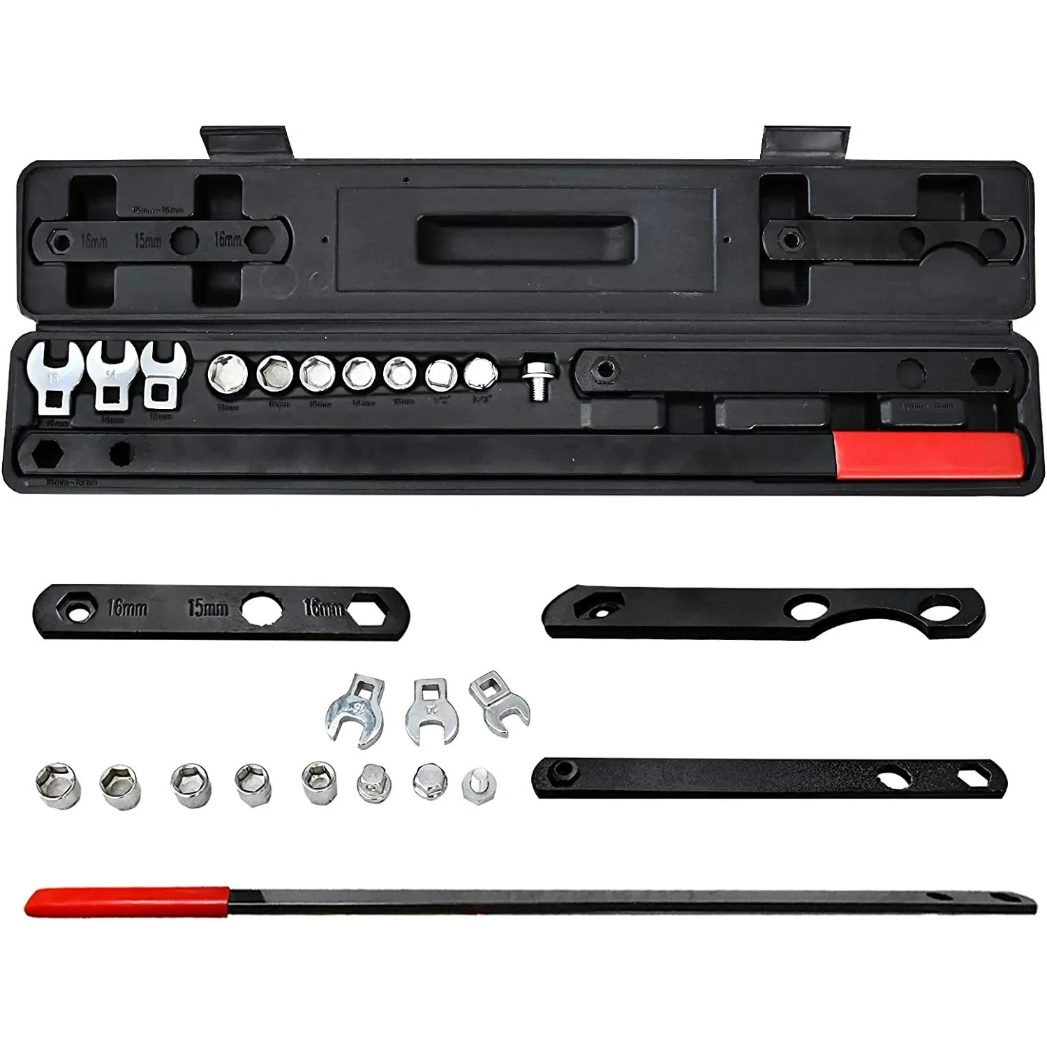 Sunbright 16 Pcs Wrench Serpentine Belt Tension Tool Kit Automotive Repair Service Kit