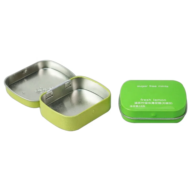 Custom rectangular flip lid candy mint gum hot sell package mini tin boxes popular free sample personalized logo printing