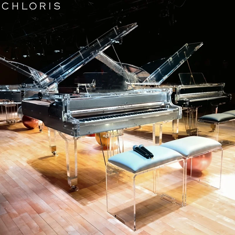 Factory  Popular Acrylic Crystal Piano Customized Transparent Glass Acrylic Grand Piano HG168A