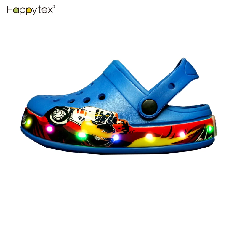 Child LED shoes with free sample available in stock Custom EVA Shoes Kids Clogs Children Custom Sandals Bling Pla