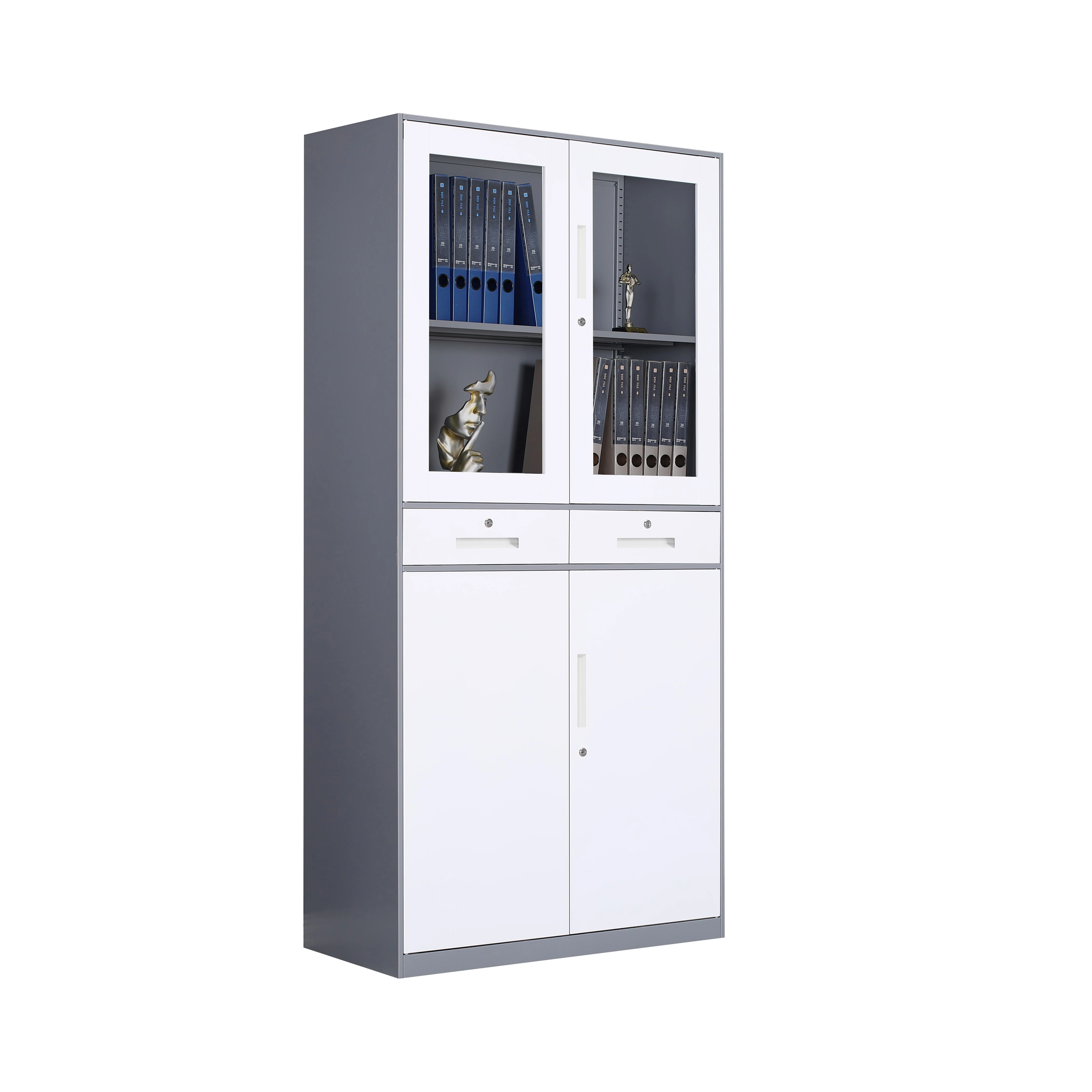New Design Metal Cabinet with Drawers Swing Glass Door Steel Office Filing Cabinet with Locks