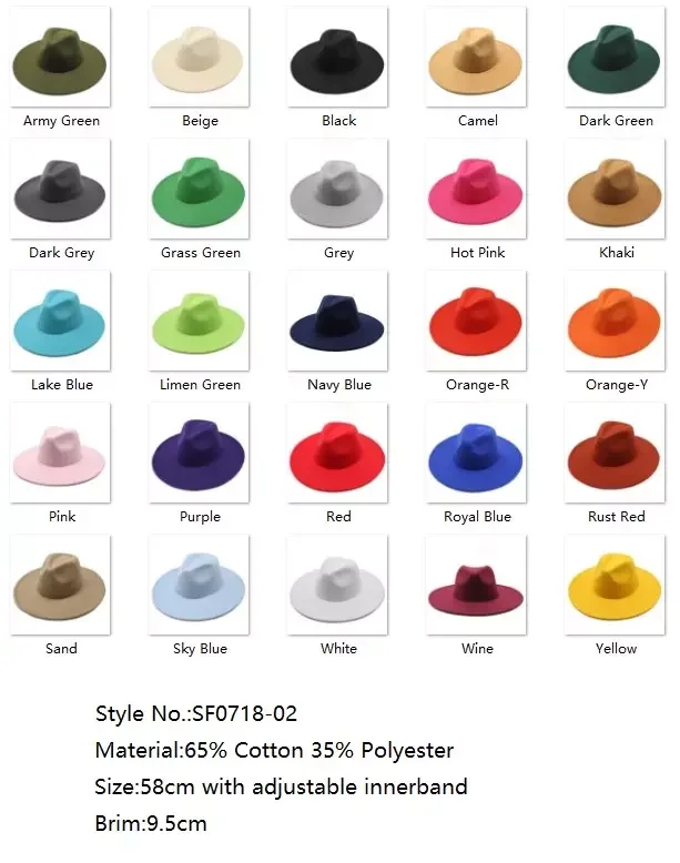 Custom Wholesale 2024 New Luxury High Quality Colour Sombreros Unisex Women Men Pure Wool Felt Fedora Hats