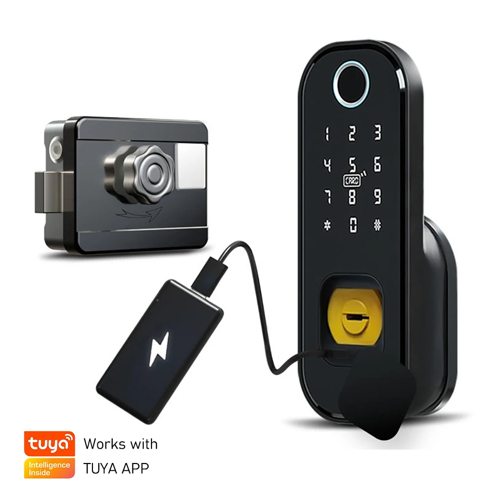 Eseye IP65 Waterproof Intelligent Electronic Digital Fingerprint Security Gate Wifi Tuya Electric Rim Lock