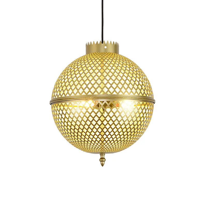 Arabic Lamp Retro Lantern Light Luxury Gold Copper Chandelier Stove Shape Living Room Restaurant Pendant Light