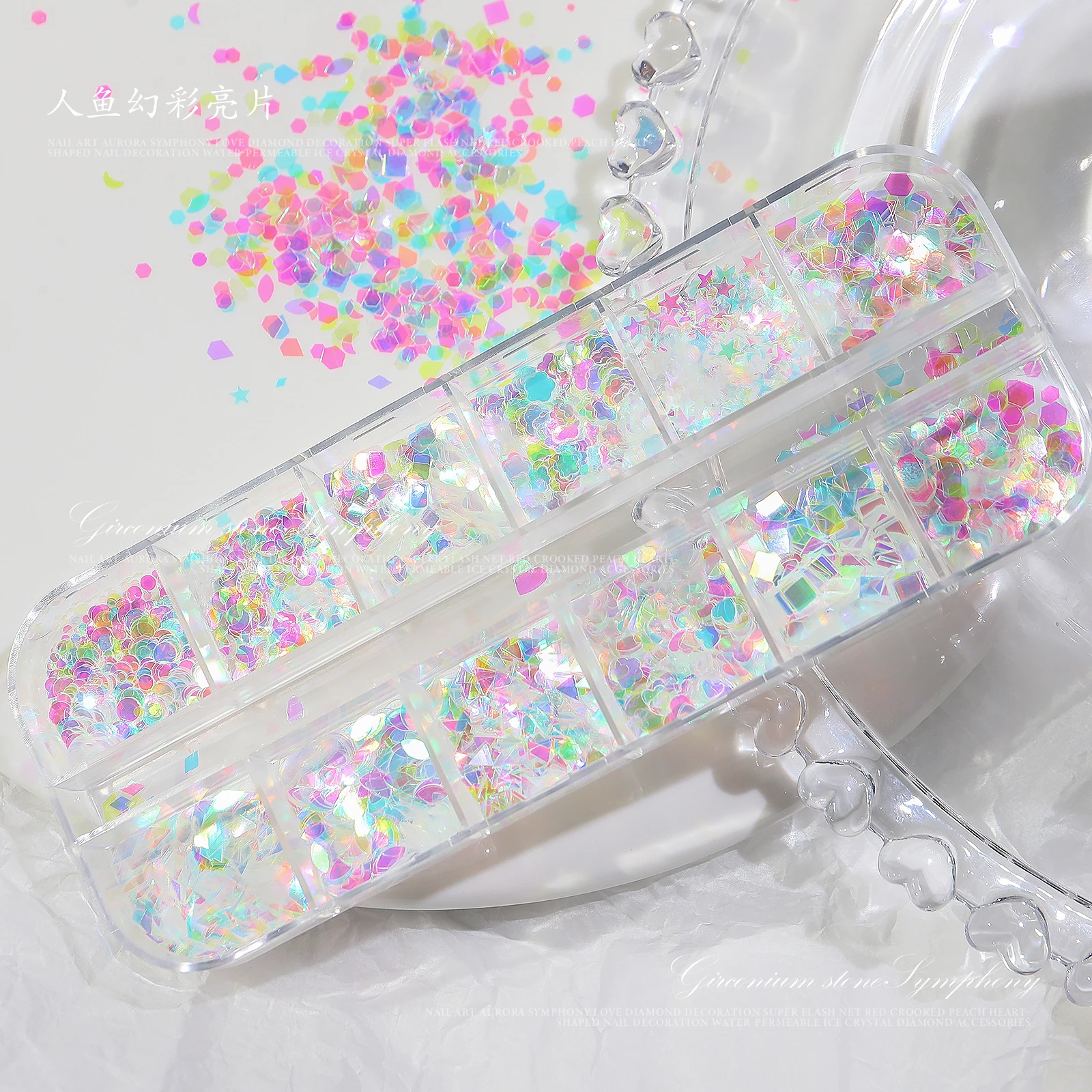 Misscheering Nail Art Sequins Aurora AB Color 3D Triangle Paillette Colorful Chameleon Flakes Glitter Nail Decoration 12 Grid