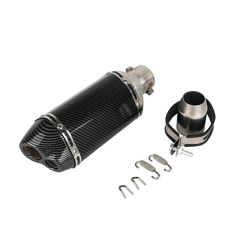 Motorcycle Engines Stainless Steel Aluminum Alloy 310mm Short Hexagonal Double Vent Carbon Fiber Motorcycle Muffler